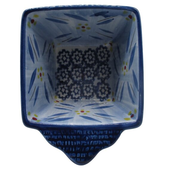 Temptations Old World Ramekins Bakeware Blue Leaf Set of 4 with Lids 4" x 3" - Picture 5 of 6